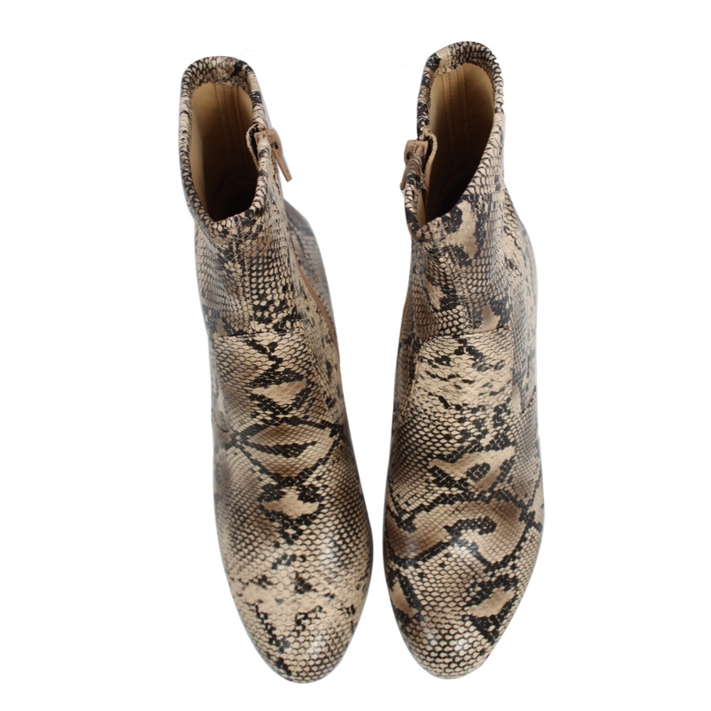 Python Faux Leather Almond Toe Sock Ankle Bootie - Picture 4 of 8